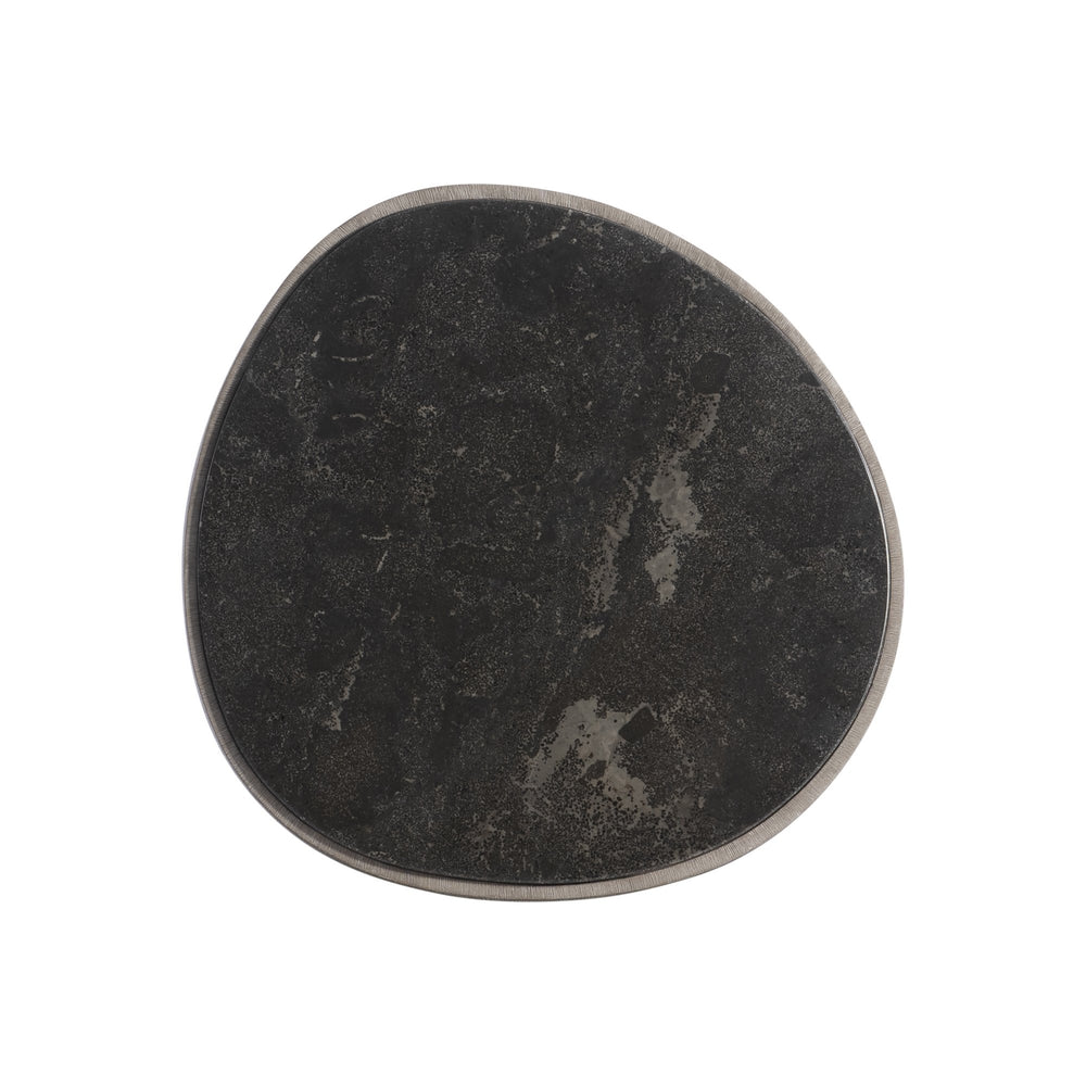 Bernhardt Bernhardt Croft Side Table — 1970S-Inspired Drum Form, Forry Wood-Grain Resin Base With Bluestone Top, Compact Sculptural Accent 338128