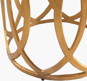 Surya Earnshaw Modern Industrial 18" End Table - Lightweight Aluminum Design With Polished Finish For Style Top, Metallic ,Brass,Base, Metallic ,Brass Aluminum,Aluminum Eaw-001