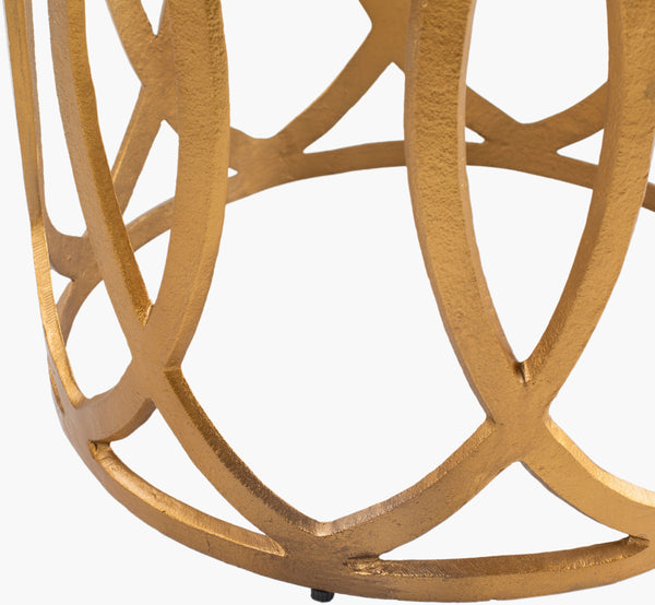 Surya Earnshaw Modern Industrial 18" End Table - Lightweight Aluminum Design With Polished Finish For Style Top, Metallic ,Brass,Base, Metallic ,Brass Aluminum,Aluminum Eaw-001