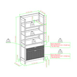 Holmes Modern Wide Bookcase with Two Reeded Drawers Coastal Oak WEHOL41OS3CO0 Walker Edison