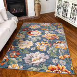 Orian Rugs Simply Southern Cottage Franklin Floral Machine Woven Polypropylene Transitional Area Rug Distressed Medium Blue Willow Polypropylene