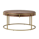 Homelegance By Top-Line Piper Round Coffee Table with Metal Base  Natural Metal