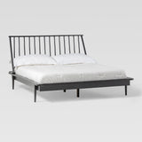 Modern Wood Queen Spindle Bed Black BQSPINBL Walker Edison