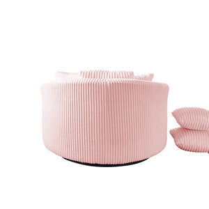 English Elm 360° Swivel Round Corduroy Lounge Chair Oversized Sculptural Seat for Living Room Pink W3705S00040