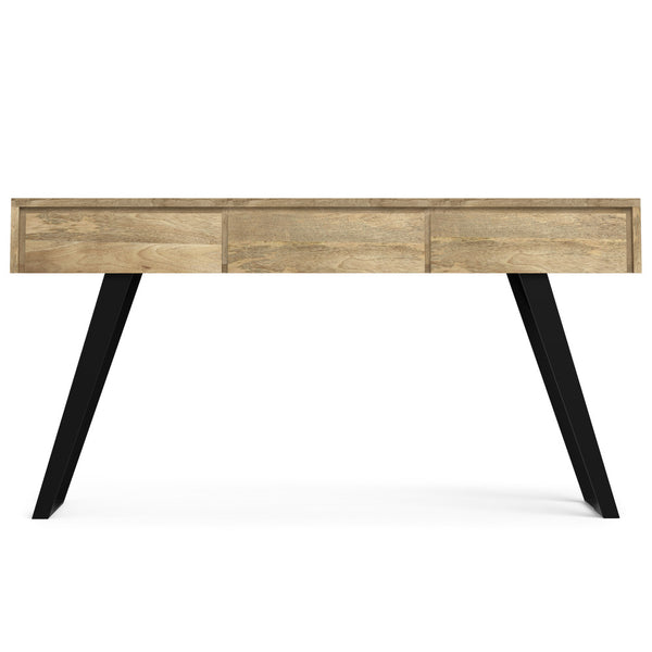 English Elm Lowry Natural Mango Wood Console Sofa Table with 3 Drawers, Industrial Metal Legs, 60" Long B136P203469
