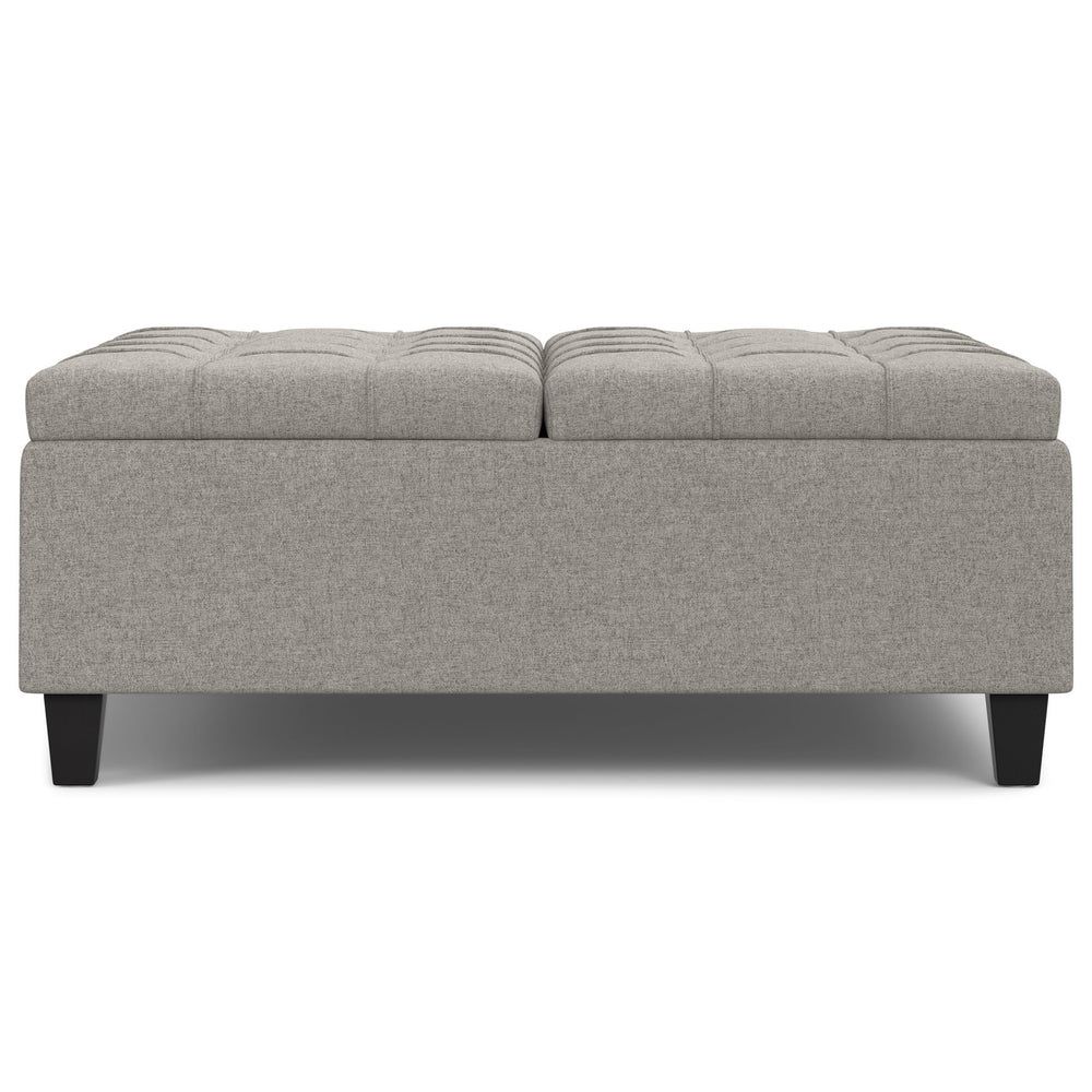 English Elm Harrison Large Square Coffee Table Ottoman With Hidden Storage & Stylish Cloud Grey Linen Design B136P254722