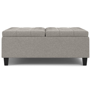 English Elm Harrison Large Square Coffee Table Ottoman With Hidden Storage & Stylish Cloud Grey Linen Design B136P254722