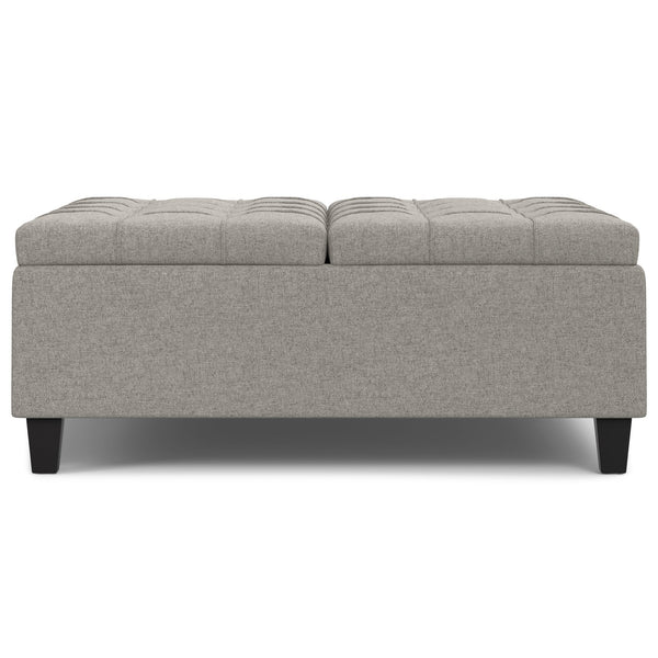 English Elm Harrison Large Square Coffee Table Ottoman With Hidden Storage & Stylish Cloud Grey Linen Design B136P254722