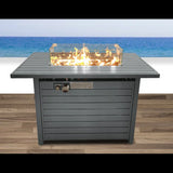 English Elm 25'' H X 42'' W Steel Propane Outdoor Fire Pit Table With Lid