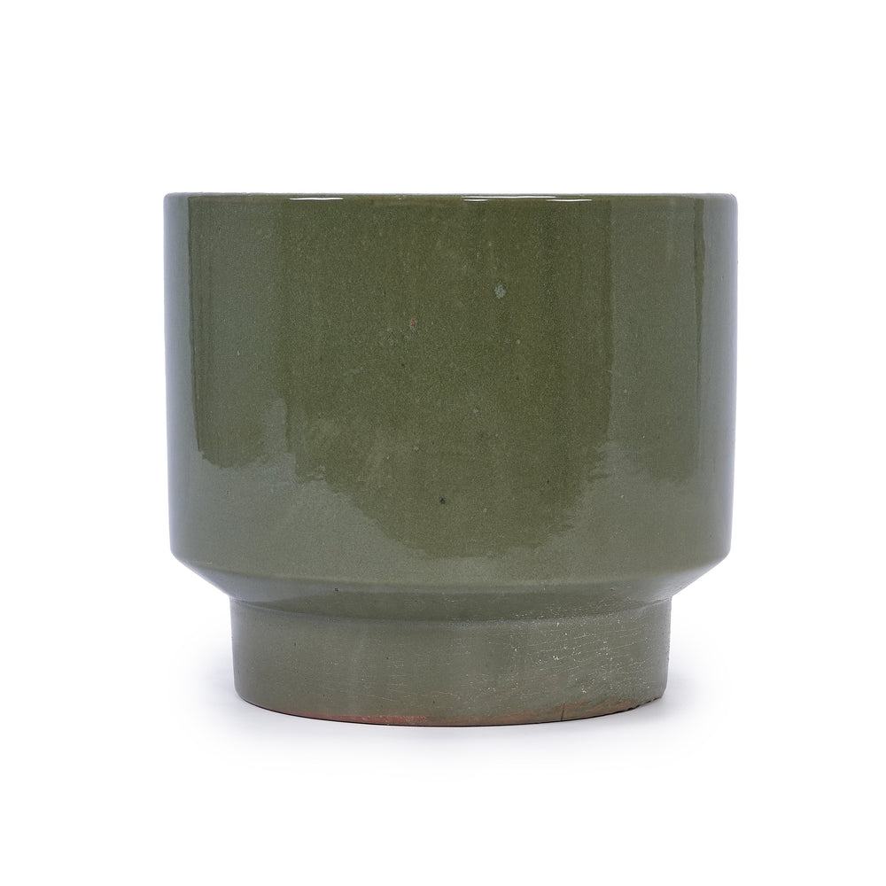 English Elm 3 Pieces Ceramic Flowerpot Set - Handcrafted Antique Light Green Planters For Stylish Spaces W3273P321545