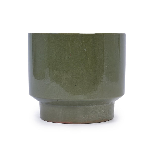 English Elm 3 Pieces Ceramic Flowerpot Set - Handcrafted Antique Light Green Planters For Stylish Spaces W3273P321545