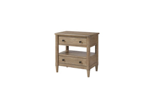 English Elm Open Nightstand with Two Drawers and Felt-Cedar Linings, Solid Wood+MDF, Custom Hardware, Durable Finish Sand 29.25 L x 20.5 W x 25.75 H B2699P218787