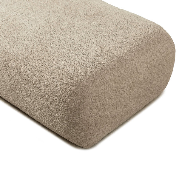 English Elm Upholstered Boucle Chaise Lounge with Wood Legs for Bedroom or Living Room W5515P437356