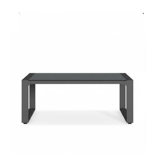 English Elm 44" Rectangular Outdoor Coffee Table Powder Coated Aluminum with Tempered Glass Patio B082P455139