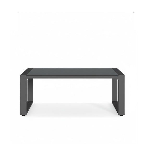 English Elm 44" Rectangular Outdoor Coffee Table Powder Coated Aluminum with Tempered Glass Patio B082P455139