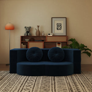 English Elm Folding Foam Futon Sofa Sleeper Twin Size Floor Lounger for Guest or Studio Use Blue W2353P386232