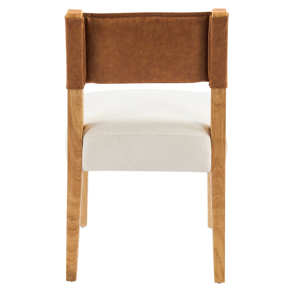English Elm Mid-century Modern Linen Blend Dining Chairs Rubberwood Legs Sculptural Backrest Set of 2 Beige+Natural,Brown N768P442393N