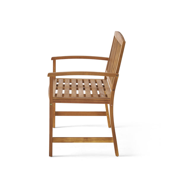 English Elm Christopher Knight Home® - LOJA Bench - Acacia Wood Outdoor Bench with Ergonomic Curved Backrest, Durable Stable Construction Teak 57495.00ACA