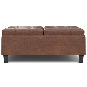 English Elm Harrison Large Square Storage Ottoman Coffee Table - Versatile Faux Leather Footrest & Seating Solution B136P254725
