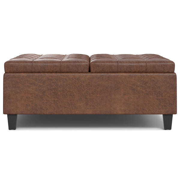 English Elm Harrison Large Square Storage Ottoman Coffee Table - Versatile Faux Leather Footrest & Seating Solution B136P254725