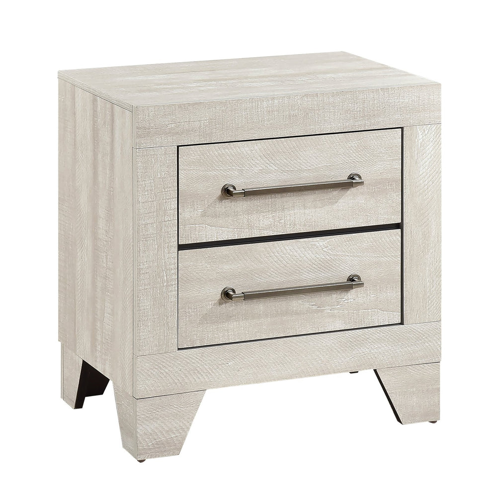 English Elm Contemporary Dusty Gray Oak Nightstand with 2 Dovetail Drawers, Silver Bar Pulls, Durable Wood Finish B011P323476