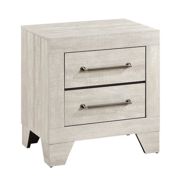 English Elm Contemporary Dusty Gray Oak Nightstand with 2 Dovetail Drawers, Silver Bar Pulls, Durable Wood Finish B011P323476