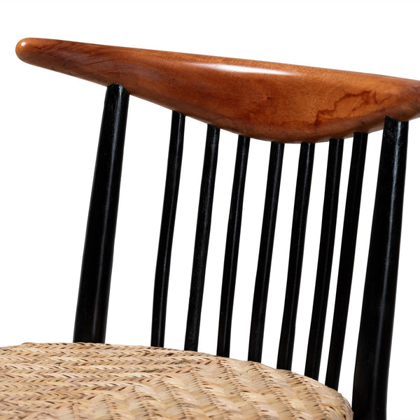 English Elm Modern Rattan Openwork Backrest Counter Stool Mahogany Frame for Kitchen Islands B2750P420364