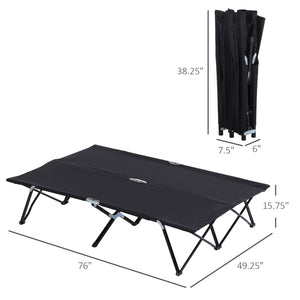 English Elm Outsunny Two Person Folding Cot Elevated Oxford Fabric Portable Camping Bed with Carry Bag W2225P217038
