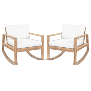 English Elm Outdoor Acacia Wood Rocking Chair with Cushions Teak Finish Porch Seating N772P369382W_N772P369382W