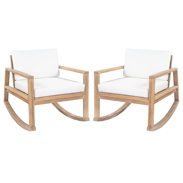 English Elm Outdoor Acacia Wood Rocking Chair with Cushions Teak Finish Porch Seating N772P369382W_N772P369382W