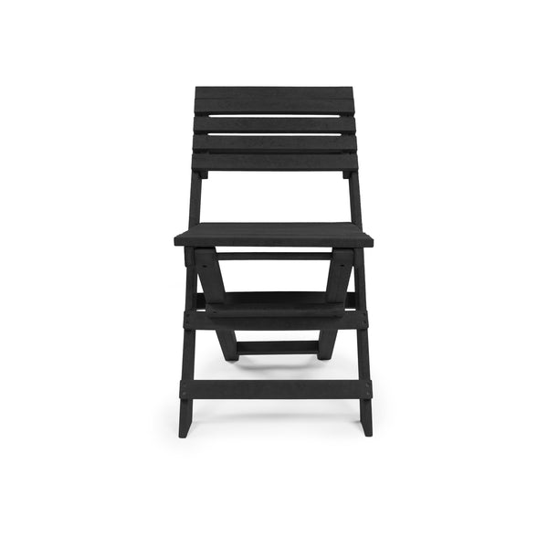 English Elm Coastal Bay Recycled Hdpe Folding Bistro Chair for Patio and Balcony Use Black B2745P409662