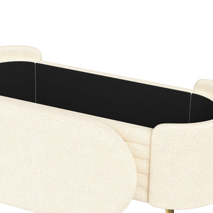 English Elm Modern Boucle Tufted Storage Ottoman Bench with Gold Legs for Bedroom or Entryway Beige N719P305628A