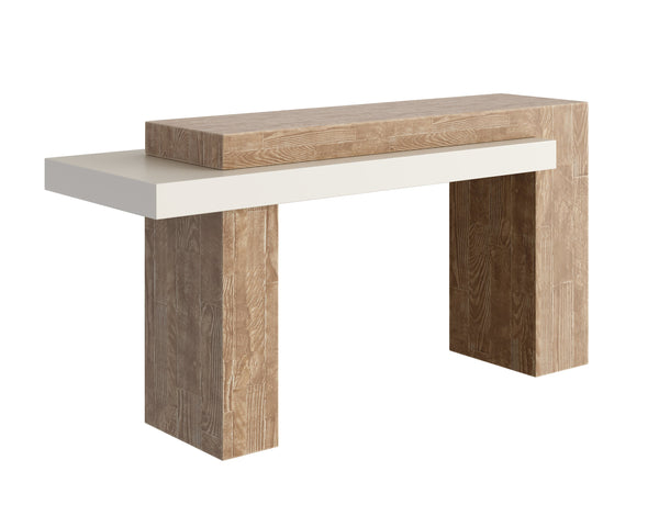 Sunpan Herriot Console Table – Stunning Contemporary Design with Unique Concrete Finish for Indoor & Outdoor Use Light Brown / Summer Sand