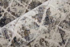 Feizy Rugs Kano Versatile Low Pile Area Rug – Distressed Geometric Design, Stain & Water Resistant For Any Space Ivory,Gray,Taupe Polypropylene,Polyester 8643873fsndivyf05