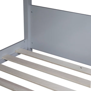 English Elm Twin Over Twin House-Style Bunk Bed With Safety Guardrails, Ladder & Durable Light Grey Finish W504P227934-GIGA