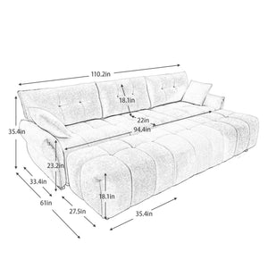 English Elm 3 Seater Chenille Sofa Set with Ottomans Tufted Arms Solid Wood Frame Lounge Ready Burnt Orange W714S01669