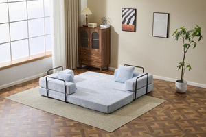 English Elm Floor Couch - Versatile Chenille Convertible Sofa Bed With Pillow Support For Living Room & Dorms W3723P344016