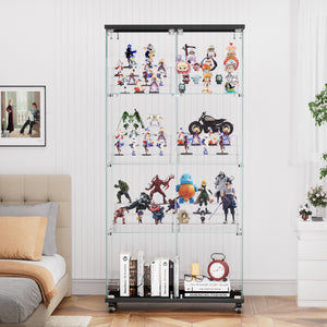 English Elm 4 Tier Glass Display Cabinet - Secure Double Door Showcase With 6 Acrylic Shelves For Modern Spaces W1668P241906