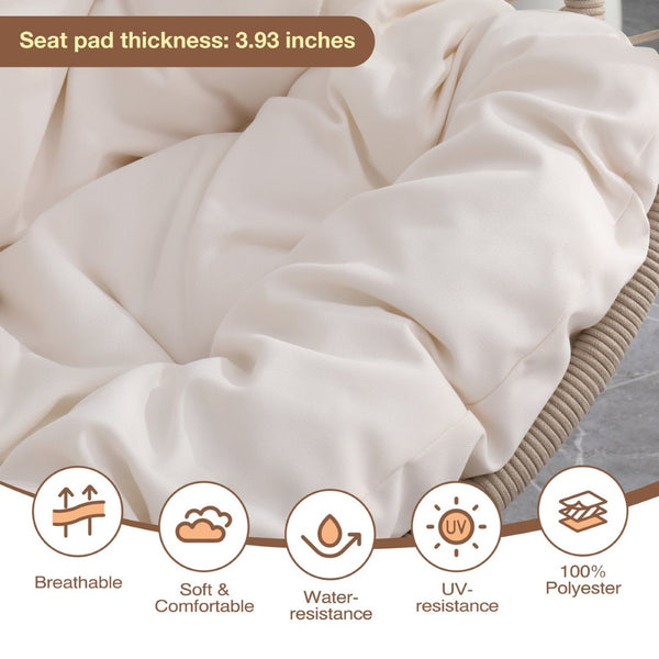 English Elm Outdoor Garden Rattan Egg Swing Chair - Cozy Hanging Chair With Cushions For All-Weather Comfort W2500P362177-GIGA