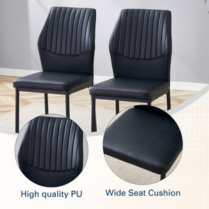 English Elm Luxury Pu Upholstered Dining Chair Set of 4 with Channel Stitching and Metal Legs W1512P494634