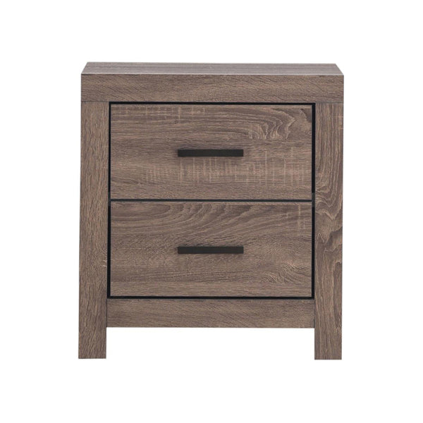 English Elm 2 Chic Two-Drawer Nightstand with Sparkling Acrylic Panels and Faceted Crystal Hardware for Glam Bedrooms Brown Oak B016P255592