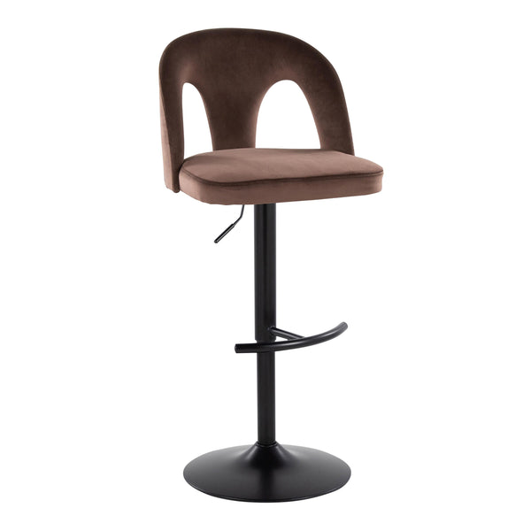 English Elm Adjustable Velvet Swivel Barstools Set of 2 for Kitchen Island or Home Bar B202S01957