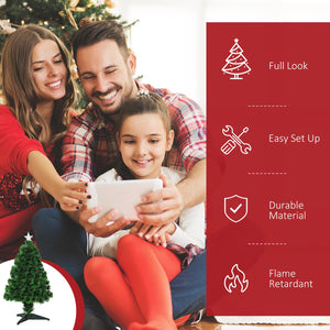 English Elm Homcom 2.5Ft Pre-Lit Douglas Fir Tabletop Christmas Tree With Fiber Optic Lights For Festive Charm W2225P229278