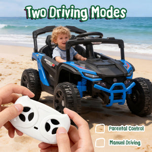 English Elm 24v Kids Utv Ride on with Dual 80w Motors Remote Control and Four Wheel Suspension Blue W1578P342132