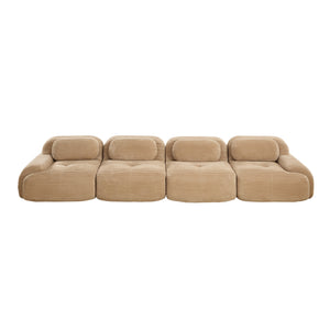English Elm 4-seat Modular Corduroy Sectional Sofa Low Profile Ergonomic Living Room Seating Camel W714S01243