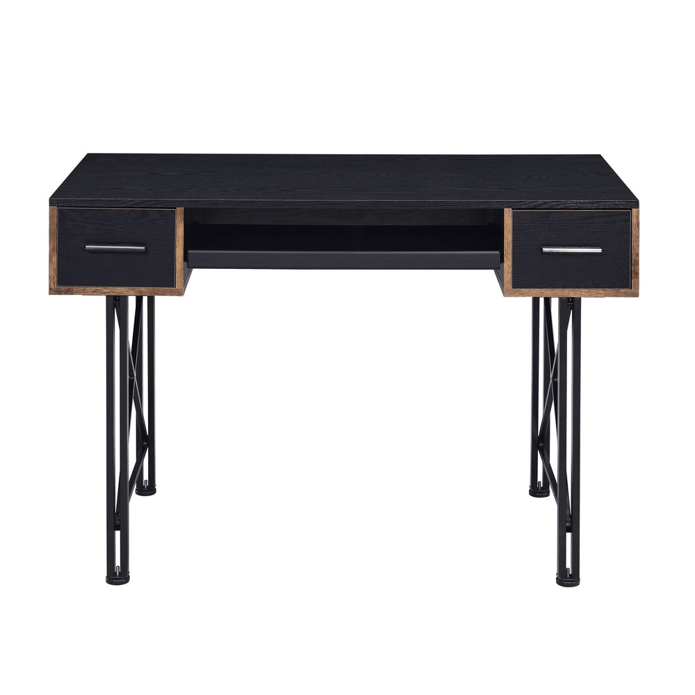 English Elm Black Computer Desk with Smooth Drawer Glides, Dual Side Storage, Keyboard Tray, Compact 47.5" Width B062P184575