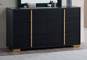 English Elm Steeler Five Drawer Glam Dresser Black Laminate with Gold Hardware Bedroom Storage B078P497914
