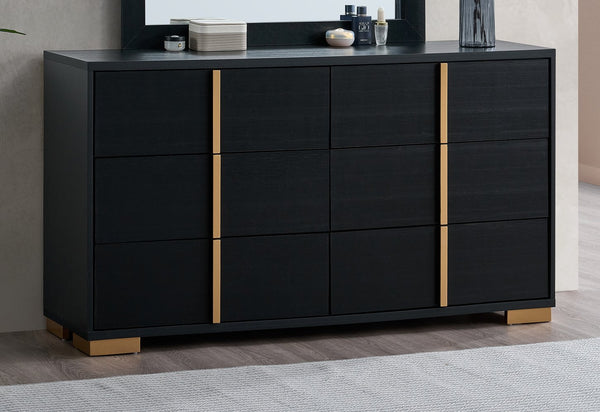 English Elm Steeler Five Drawer Glam Dresser Black Laminate with Gold Hardware Bedroom Storage B078P497914