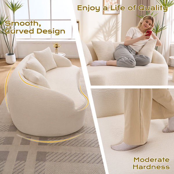 English Elm Ly-049s Curved Chenille Loveseat with Boneless Frame for Modern Living Spaces Off White W2231P402437