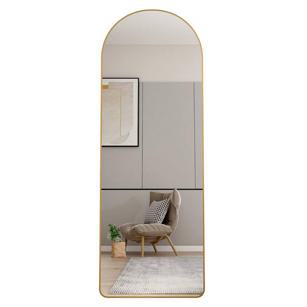 English Elm The Arched Gold Aluminum Full Length Floor Mirror for Bedroom Entryway Dressing Room W1151140053
